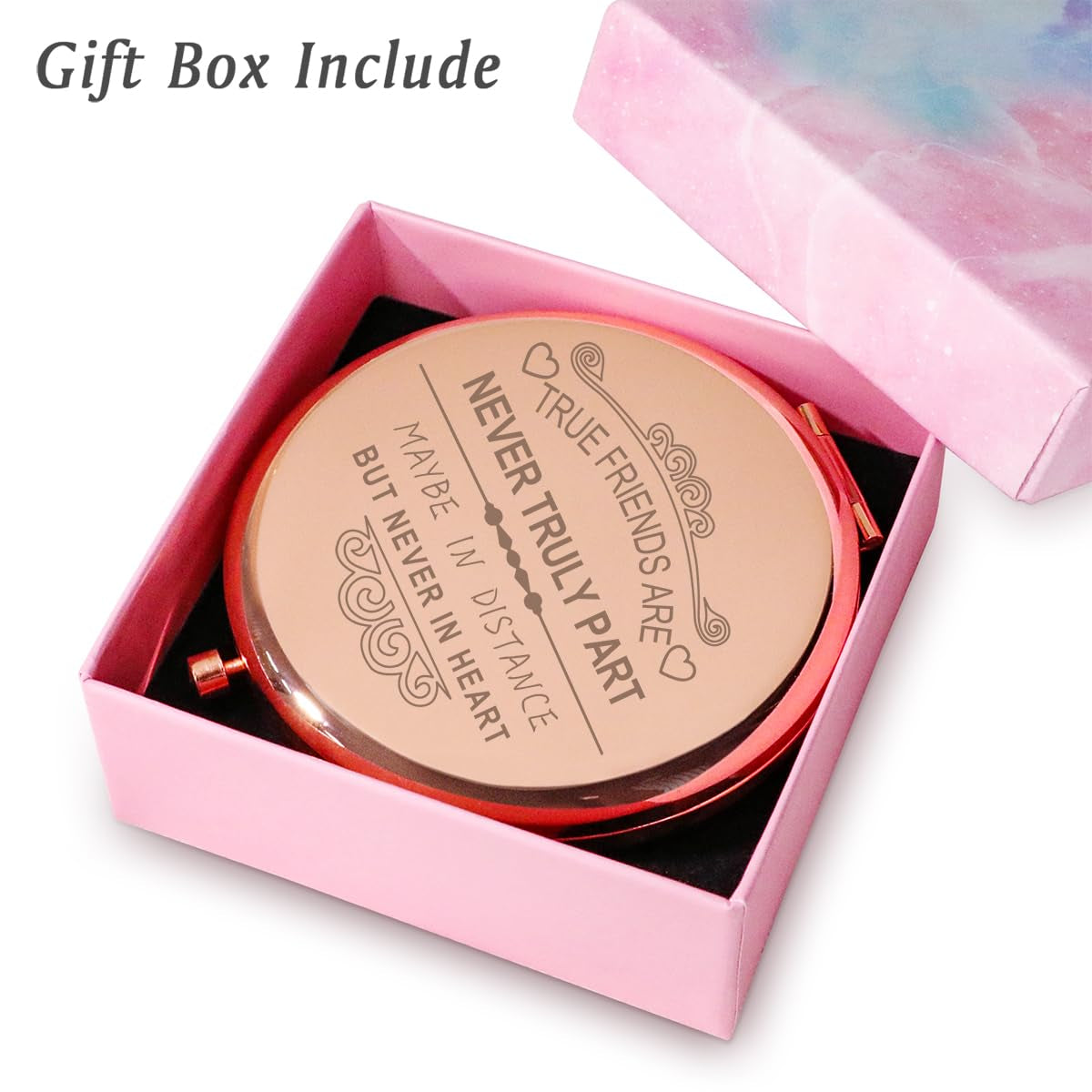 Friendship Gifts for Women Girls, Personalized Compact Mirror, Sentimental Mothers Day Birthday Gifts for Friends Bestie Bestfriend Female, Unique Graduation Gifts for Her College Middle High School