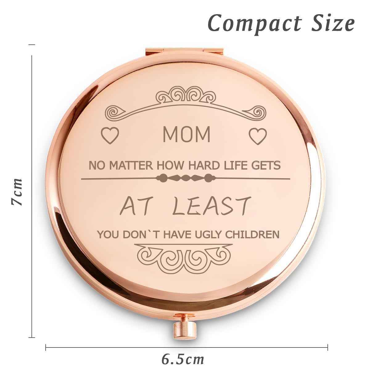 Mom Gifts from Daughter Son, Personalized Compact Mirror, Funny Mothers Day Birthday Gifts for Mom, Unique Present for Mother Parents