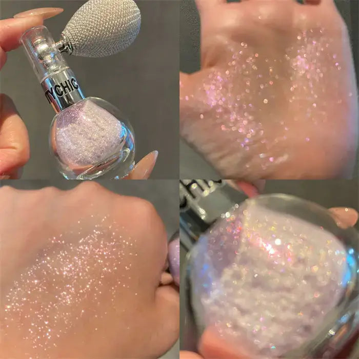 Glitter Highlighter Spray with Iridescent Shimmer Powder by GlendaGlow