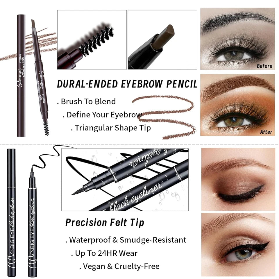 Makeup Set Kit for Women Girls Teens, Makeup Present Set, Includes 9 Color Eyeshadow, Counter Stick, Foundation, Eyebrow Pencil, Eyeliner, Mascara, Lip Gloss, 5Pcs Brushes, Sponge by GlendaGlow