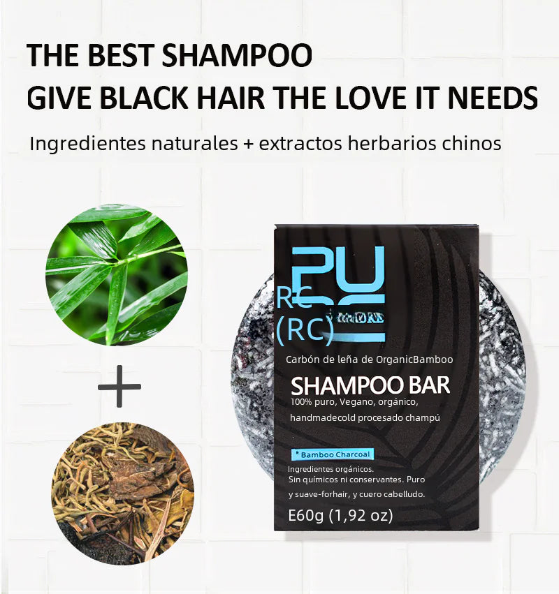 PURC Bamboo Charcoal Shampoo Bar for Nourishing Shine